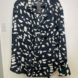 Navy Patterned Blouse